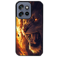 Coque noire taperso pour Moto Edge 60 et Neo Fusion Pro avec motif lion flamme protection antichoc personnalisée