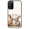 Coque noire taperso pour OPPO Reno 8 LITE avec motif lapin coeur avec prenom protection antichoc personnalisée