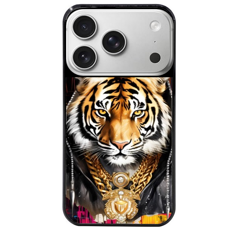 Coque noire taperso pour Iphone 17 17E AIR MAX PRO avec motif tigre style hip hop protection antichoc personnalisée