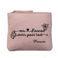 Porte monnaie personnalisé motif nounou merci coeur rose clair en feutrine en feutrine