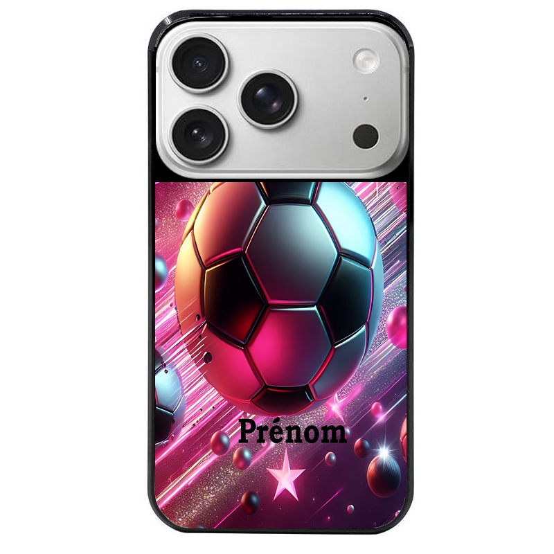 Coque noire taperso pour Iphone 17 17E AIR MAX PRO avec motif foot etoile personnalisee protection antichoc personnalisée