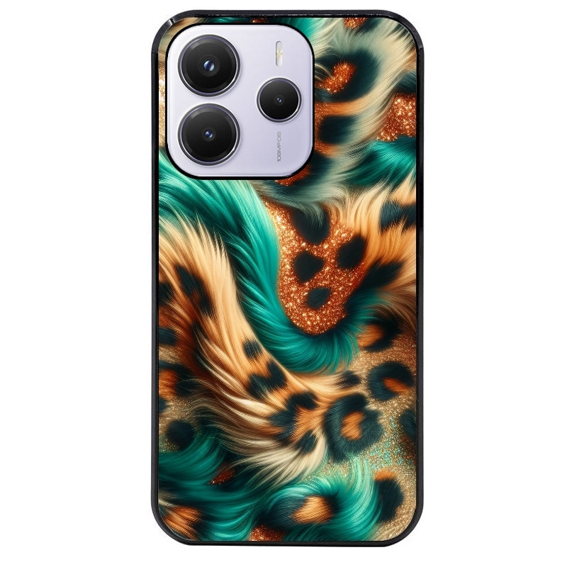 Coque noire taperso pour Redmi Note 14 et PRO PLUS 4G 5G avec motif effet fourrure leopard 3 protection antichoc personnalisée
