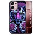 Coque noire taperso pour OPPO A6 PRO 4G et 5G avec motif tigre uv style manga protection antichoc personnalisée