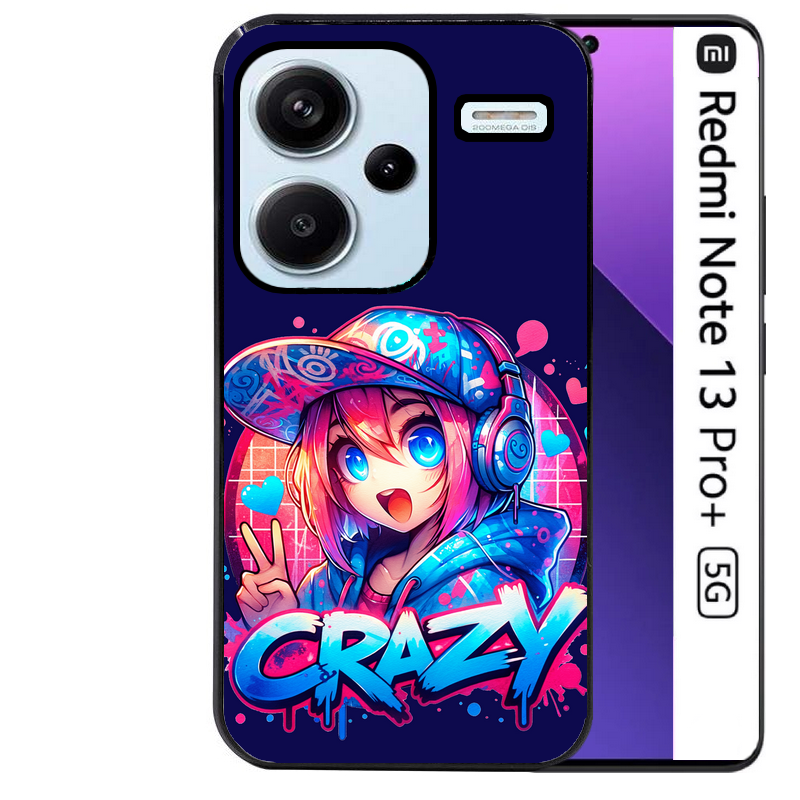 Coque noire taperso pour Redmi Note 13 PRO PLUS 5G avec motif anime crazy protection antichoc personnalisée