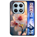 Coque noire taperso pour Redmi Note 15 et PRO PLUS 4G 5G avec motif fleur de cerisier protection antichoc personnalisée
