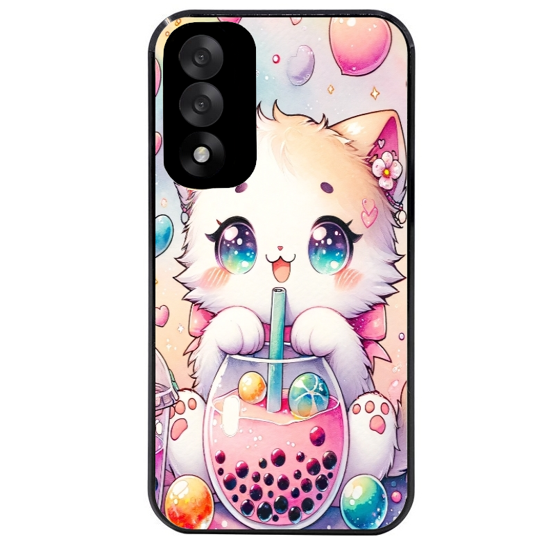Coque noire taperso pour OnePlus Nord 5 avec motif chat bubble style manga protection antichoc personnalisée
