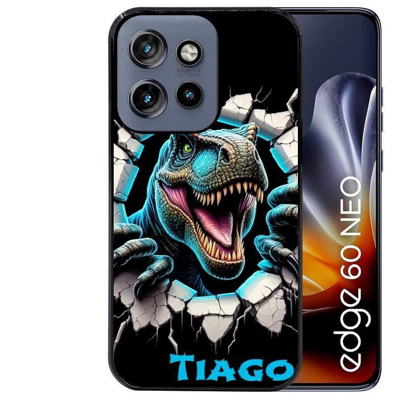 Coque noire taperso pour Moto Edge 60 et Neo Fusion Pro avec motif dino t rex personnalisee protection antichoc personnalisée