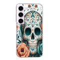 Coque taperso pour galaxy A04S A14 A34 A54 avec motif mort mexicaine turquoise protection antichoc personnalisée