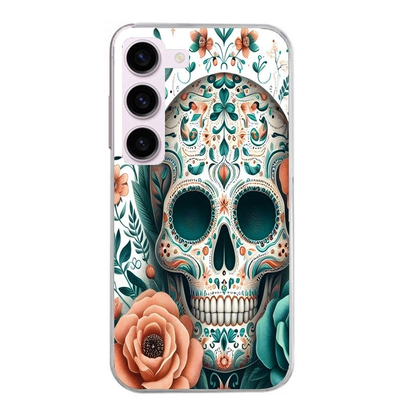 Coque taperso pour Galaxy A13 4G et 5G A23 A53 avec motif mort mexicaine turquoise protection antichoc personnalisée