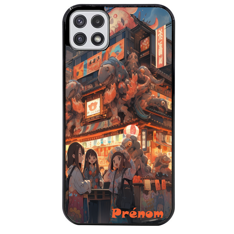 Coque noire taperso pour galaxy A22 A32 A52 A52S 4G 5G  avec motif anime street japan personnalise protection antichoc personnalisée