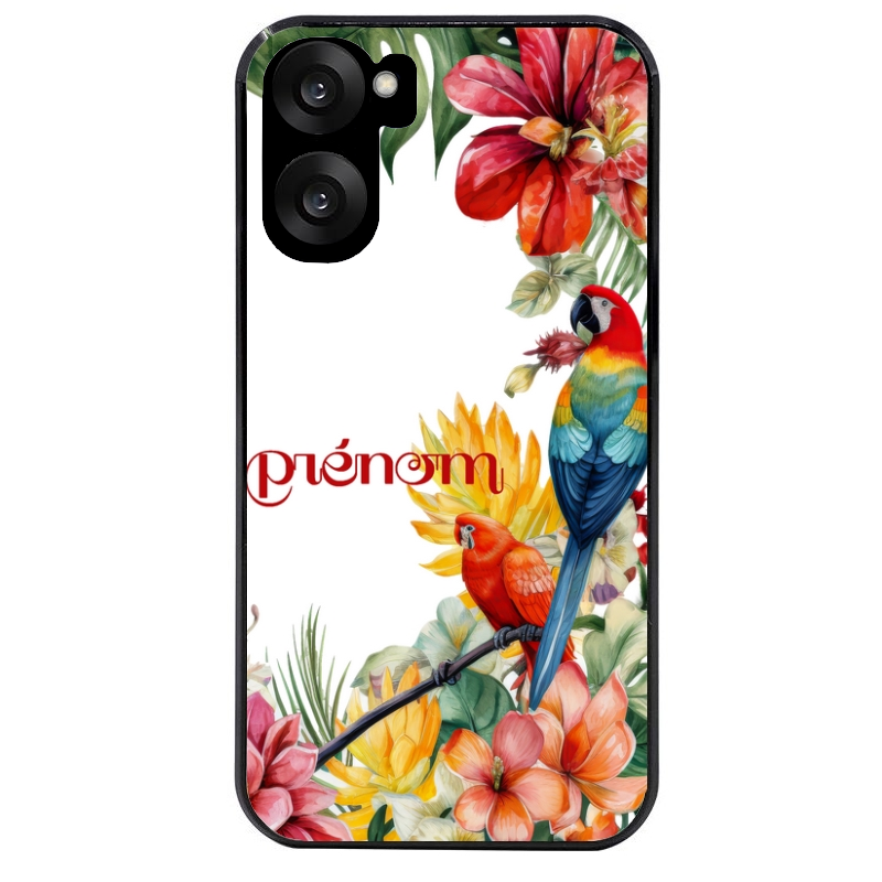 Coque noire taperso pour OnePlus Nord CE5 avec motif perroquet personnalisee protection antichoc personnalisée