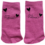 Chaussettes paillettes rose motif maitresse merci