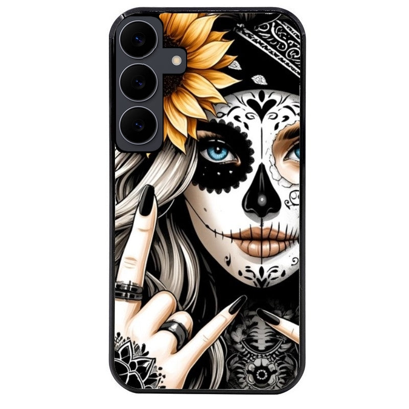 Coque noire taperso pour galaxy A06 A16 A26 A36 A56 avec motif tete de mort tatoo protection antichoc personnalisée