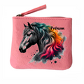 Porte monnaie personnalisé cheval black en feutrine en feutrine