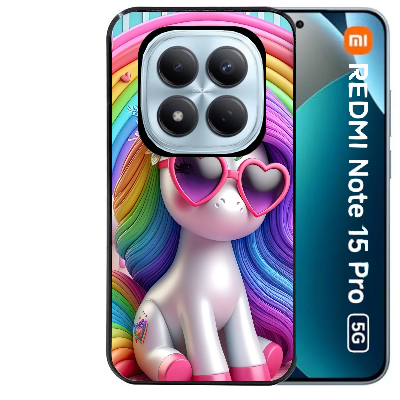 Coque noire taperso pour Redmi Note 15 et PRO PLUS 4G 5G avec motif licorne pop art protection antichoc personnalisée