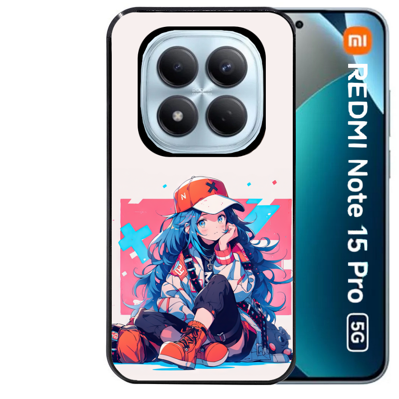 Coque noire taperso pour Redmi Note 15 et PRO PLUS 4G 5G avec motif anime casquette personnalise protection antichoc personnalisée