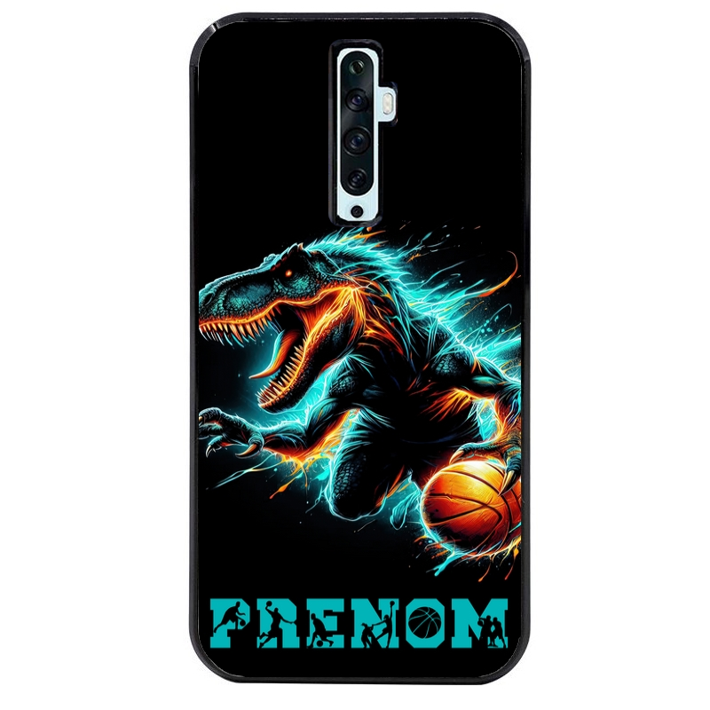 Coque noire taperso pour OPPO Reno 2 et 2Z avec motif basket et dino personnalisee protection antichoc personnalisée