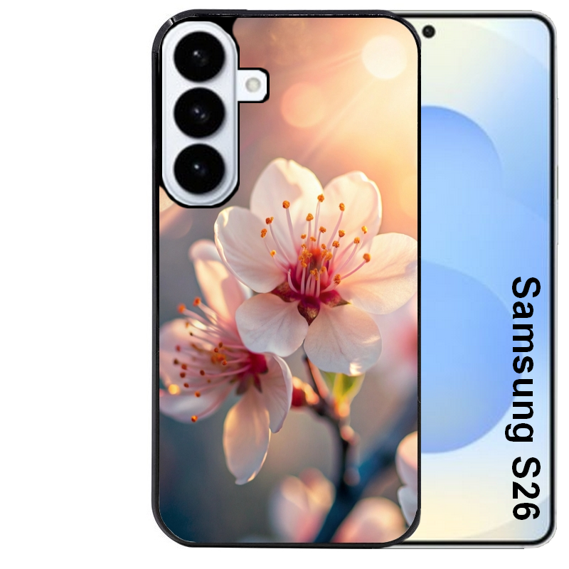 Coque noire taperso pour galaxy S26 et PLUS ULTRA FE avec motif fleur de cerisier protection antichoc personnalisée