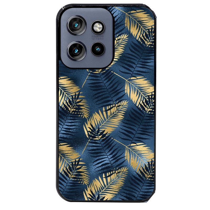 Coque noire taperso pour Moto Edge 60 et Neo Fusion Pro avec motif palmier bleu protection antichoc personnalisée