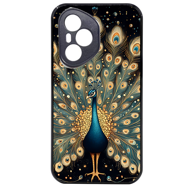 Coque noire taperso pour Honor 400 et Lite Pro Smart avec motif paon mandala protection antichoc personnalisée