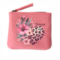 Porte monnaie personnalisé coeur leopard en feutrine en feutrine