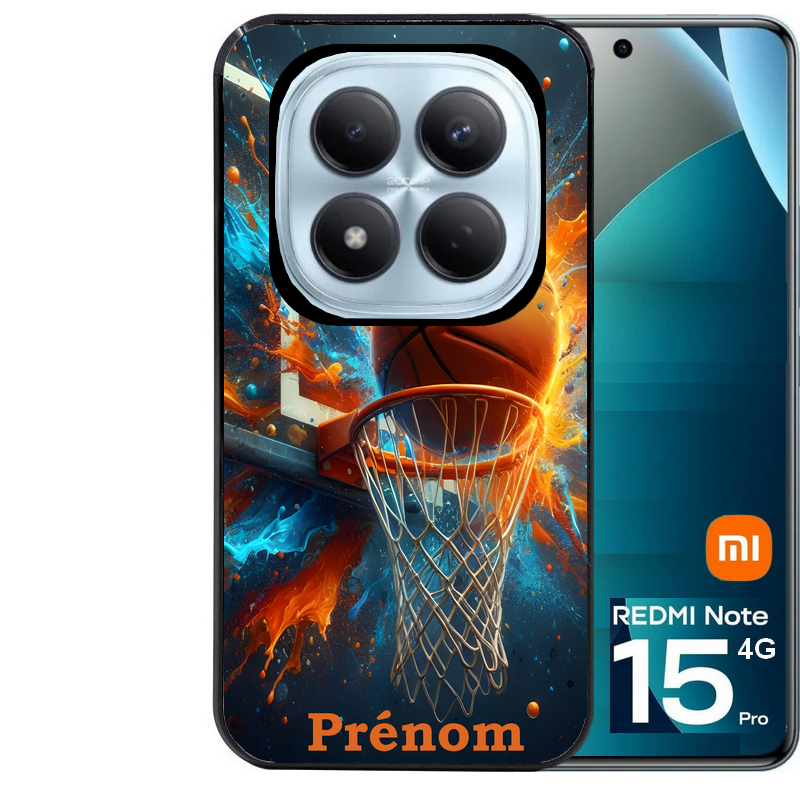 Coque noire taperso pour Redmi Note 15 et PRO PLUS 4G 5G avec motif basket ball color personnalise protection antichoc personnalisée