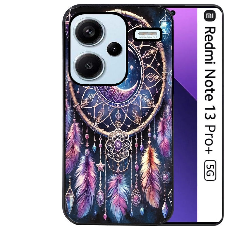 Coque noire taperso pour Redmi Note 13 PRO PLUS 5G avec motif dreamcatcher et lune protection antichoc personnalisée