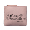 Porte monnaie personnalisé motif mamie formidable rose clair en feutrine en feutrine