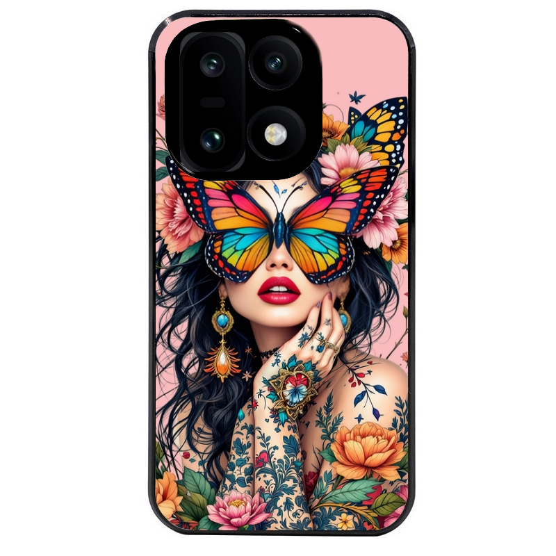 Coque noire taperso pour OnePlus 15 avec motif femme papillon protection antichoc personnalisée