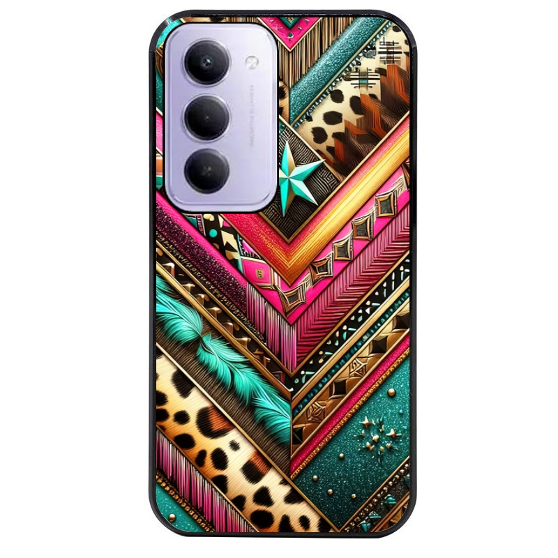 Coque noire taperso pour Redmi 15 4G et 5G avec motif chevron texas protection antichoc personnalisée