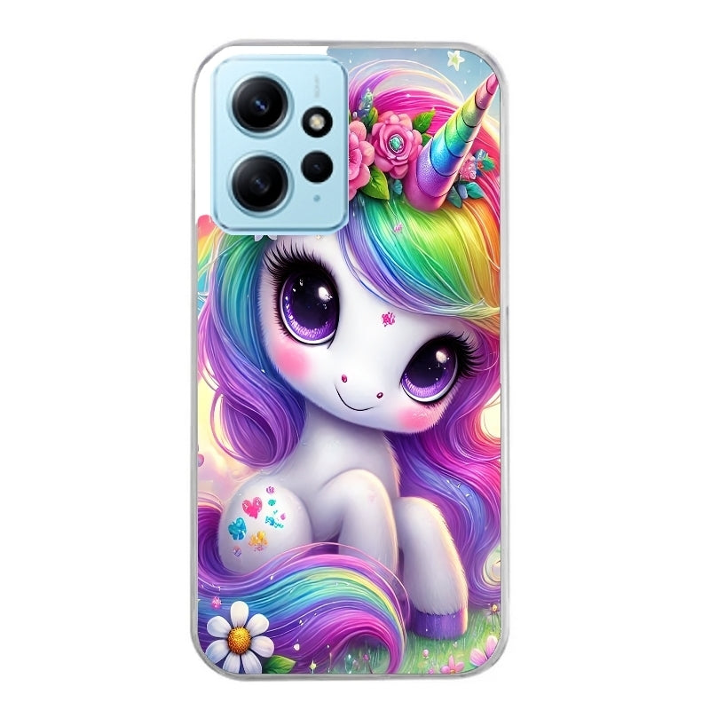 Coque taperso pour POCO X5 5G avec motif licorne et fleurs protection antichoc personnalisée