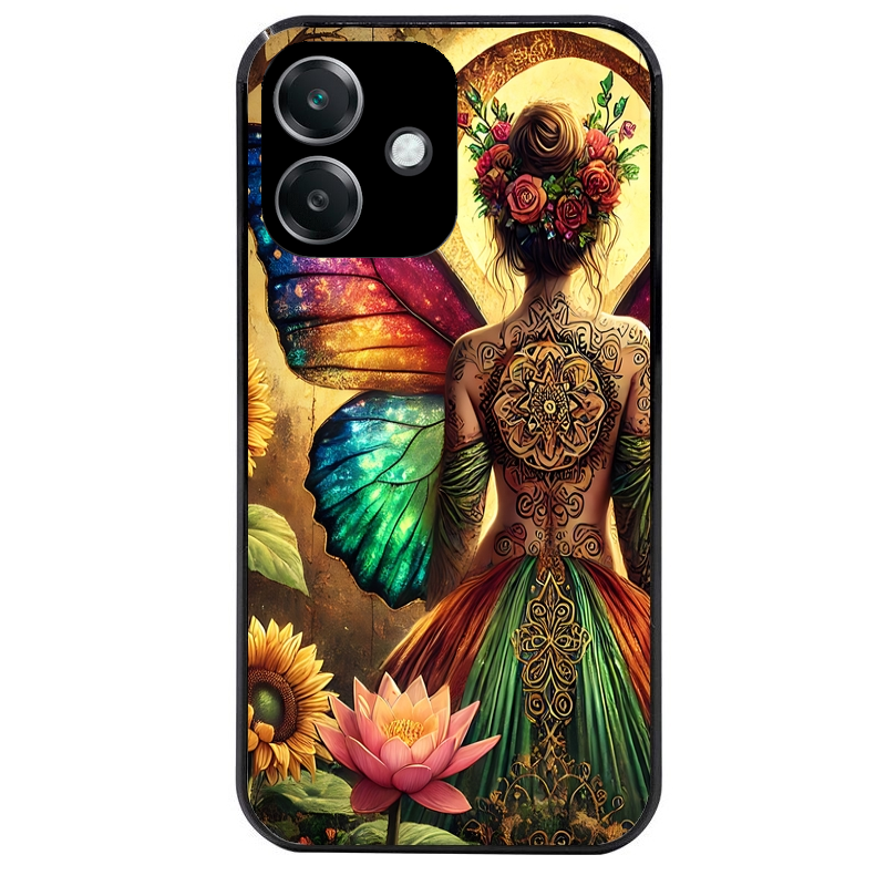 Coque noire taperso pour OPPO A40 avec motif fee et fleurs protection antichoc personnalisée