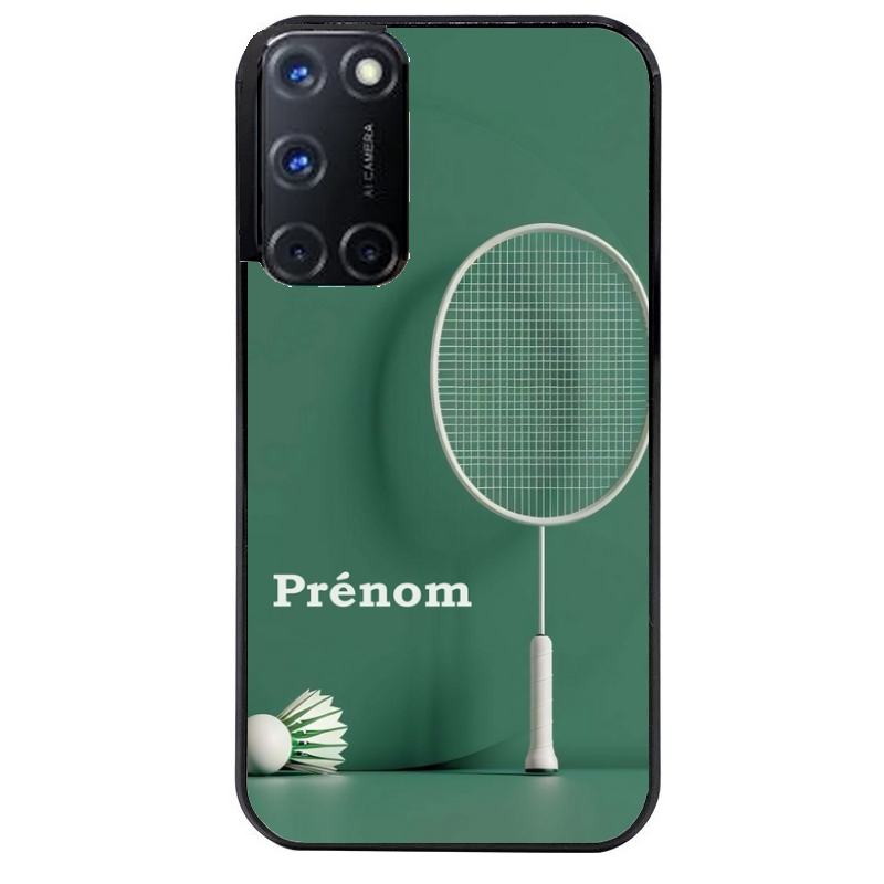 Coque noire taperso pour OPPO A72 4G avec motif badminton sport personnalise protection antichoc personnalisée