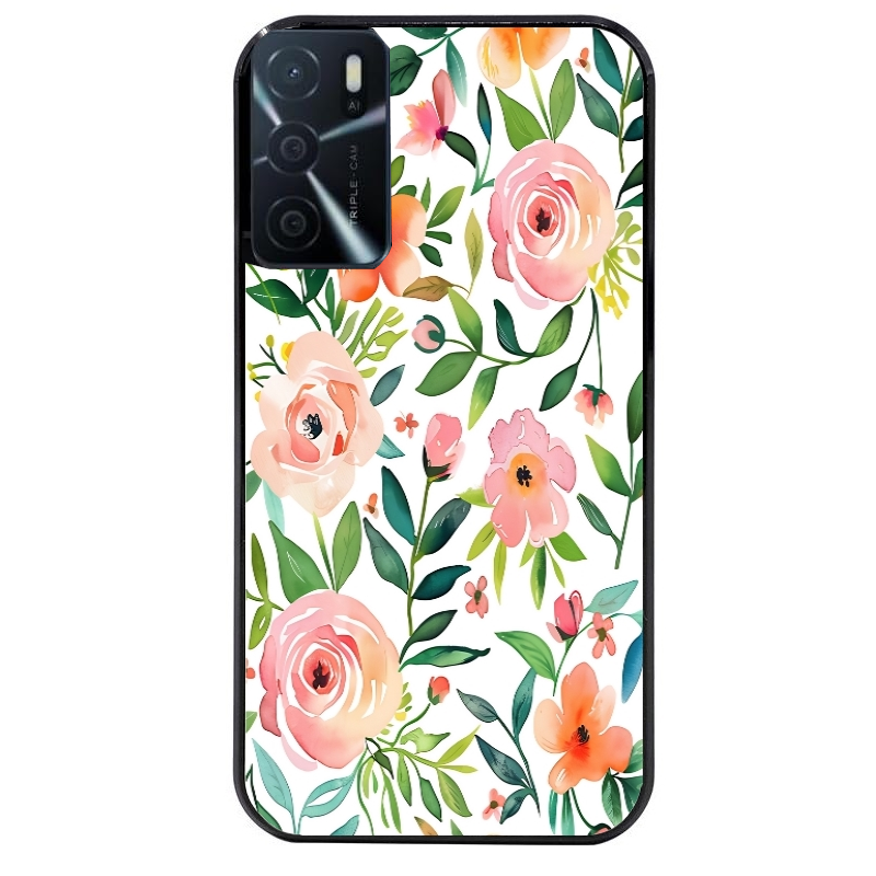 Coque noire taperso pour OPPO A16 et A16S avec motif fleur des champs protection antichoc personnalisée