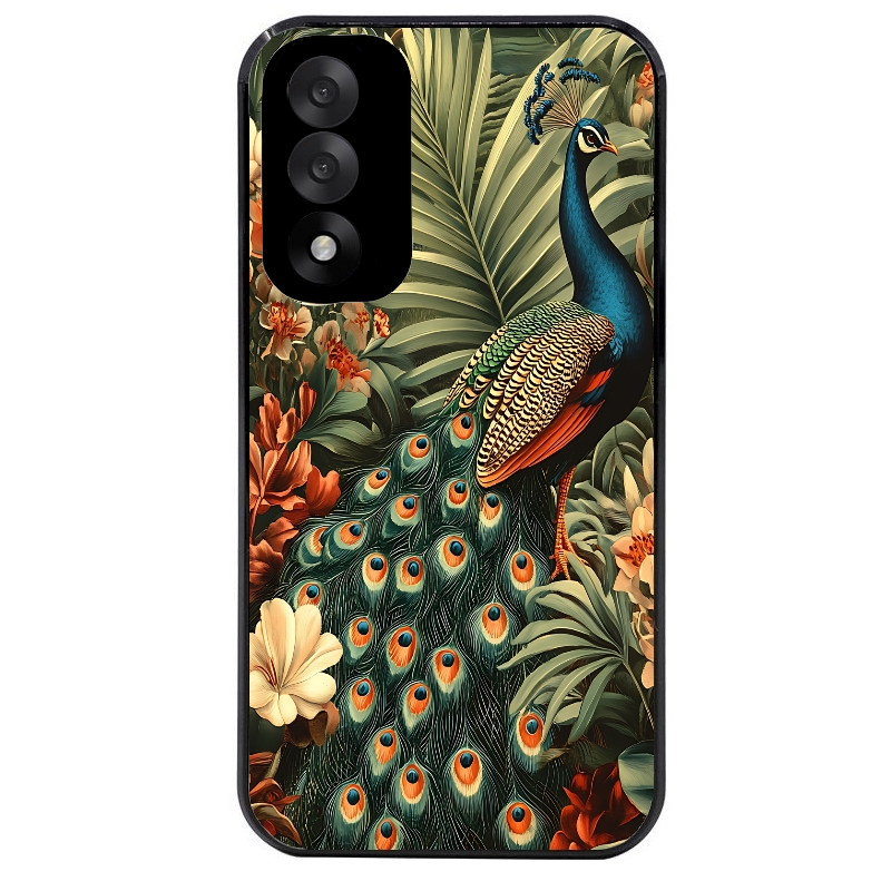 Coque noire taperso pour OnePlus Nord 5 avec motif paon tropical protection antichoc personnalisée