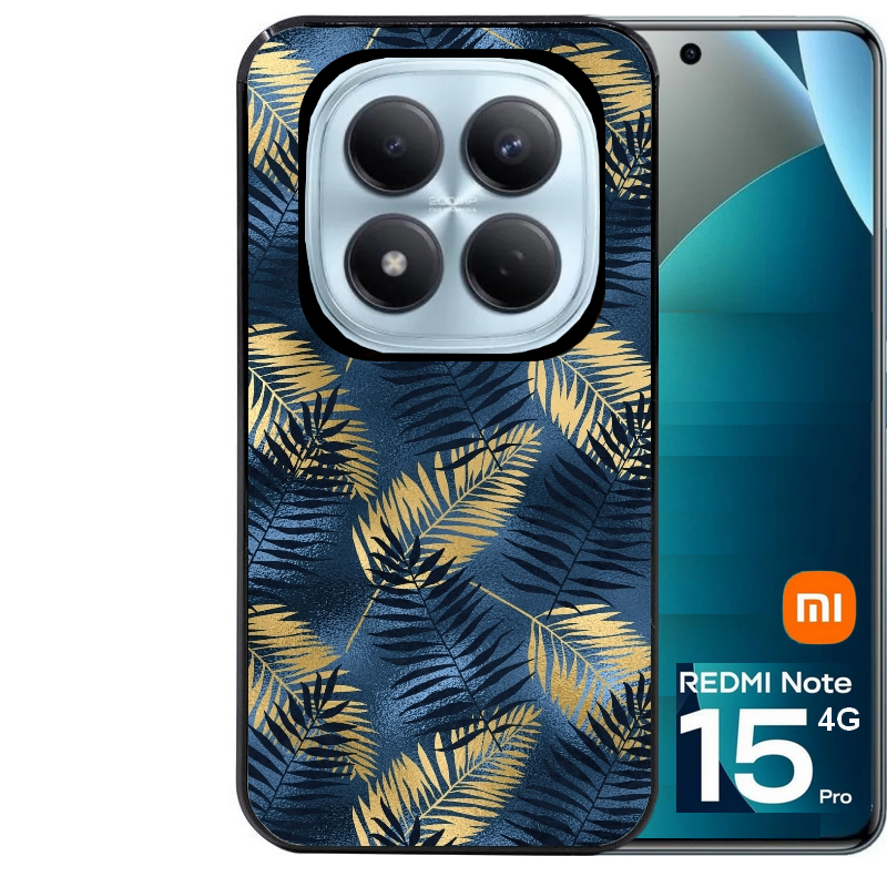 Coque noire taperso pour Redmi Note 15 et PRO PLUS 4G 5G avec motif palmier bleu protection antichoc personnalisée