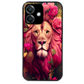 Coque noire taperso pour OPPO A40 avec motif lion et fleurs rose protection antichoc personnalisée