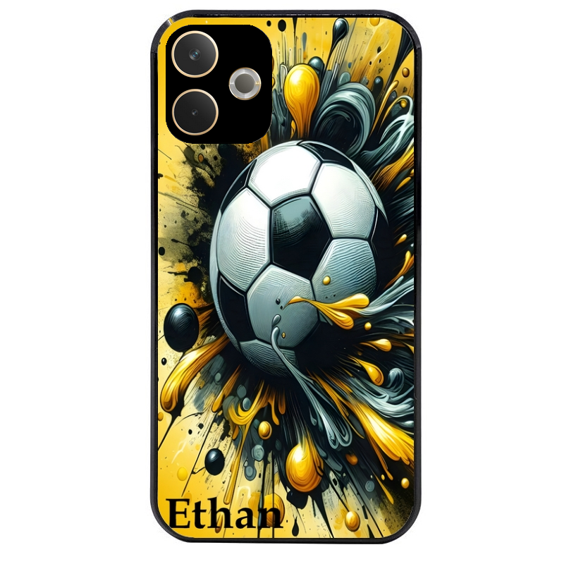 Coque noire taperso pour OPPO A5 PRO 4G et 5G avec motif football personnalisee protection antichoc personnalisée