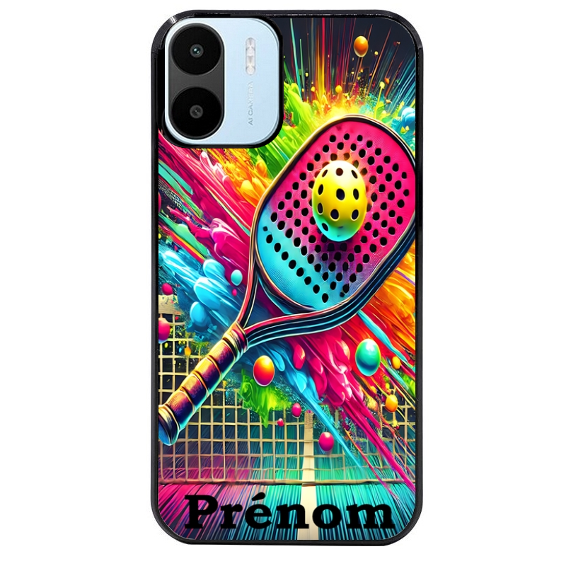 Coque noire taperso pour Redmi A1 et A2 avec motif padel raquette personnalisee protection antichoc personnalisée