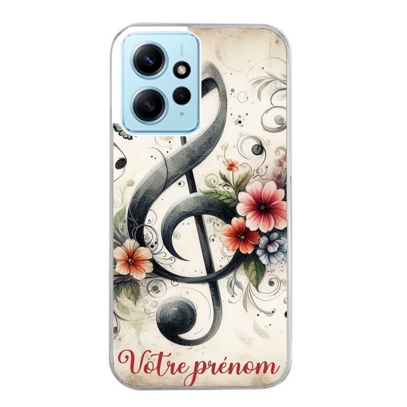Coque taperso pour Redmi Note 12 4G 5G PRO 4G avec motif musique cle sol personnalisee protection antichoc personnalisée