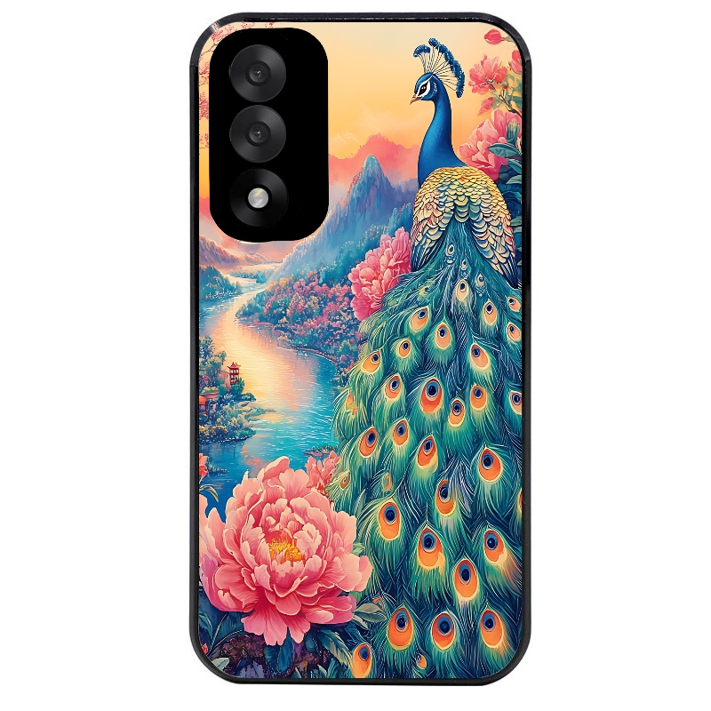 Coque noire taperso pour OnePlus Nord 5 avec motif paon japan protection antichoc personnalisée