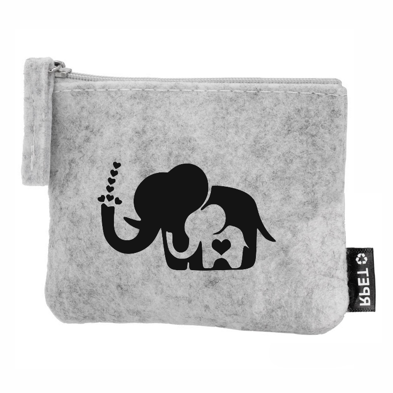 Porte monnaie personnalisé elephant maman en feutrine en feutrine