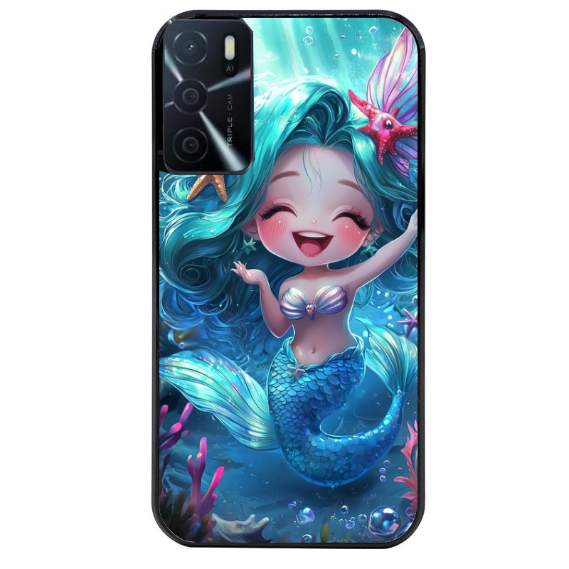 Coque noire taperso pour OPPO A16 et A16S avec motif sirene style anime protection antichoc personnalisée
