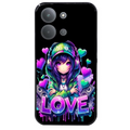 Coque noire taperso pour POCO C85 avec motif anime manga et love protection antichoc personnalisée