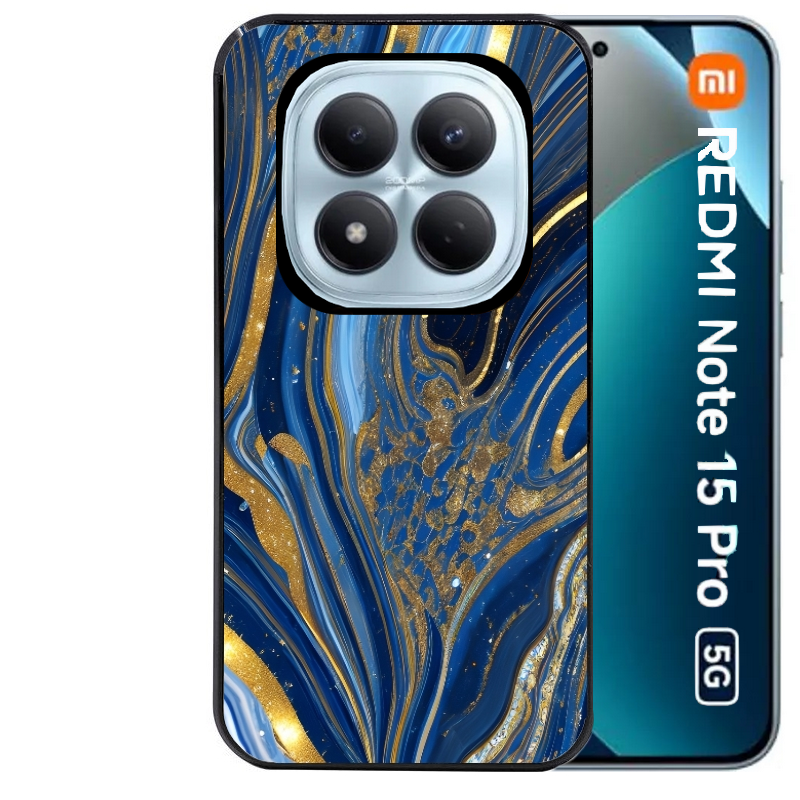 Coque noire taperso pour Redmi Note 15 et PRO PLUS 4G 5G avec motif marbre bleu agathe protection antichoc personnalisée