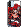 Coque noire taperso pour Redmi A1 et A2 avec motif tete de mort calavera rouge protection antichoc personnalisée