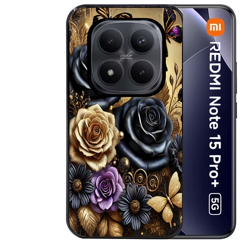 Coque noire taperso pour Redmi Note 15 et PRO PLUS 4G 5G avec motif papillon gothic protection antichoc personnalisée