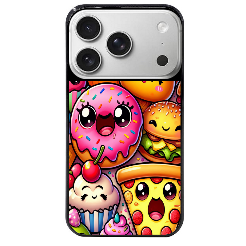 Coque noire taperso pour Iphone 17 17E AIR MAX PRO avec motif anime donut kawaii protection antichoc personnalisée