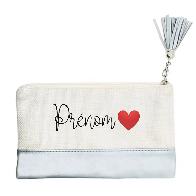 Pochette personnalisée votre prénom ou mot en toile et simili cuir personnalisée