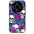 Coque noire taperso pour POCO C75 avec motif tete de mort violet protection antichoc personnalisée